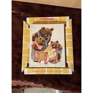 Four Vintage Playskool Golden Press Frame Tray Puzzle Puzzles Original Box 1950s